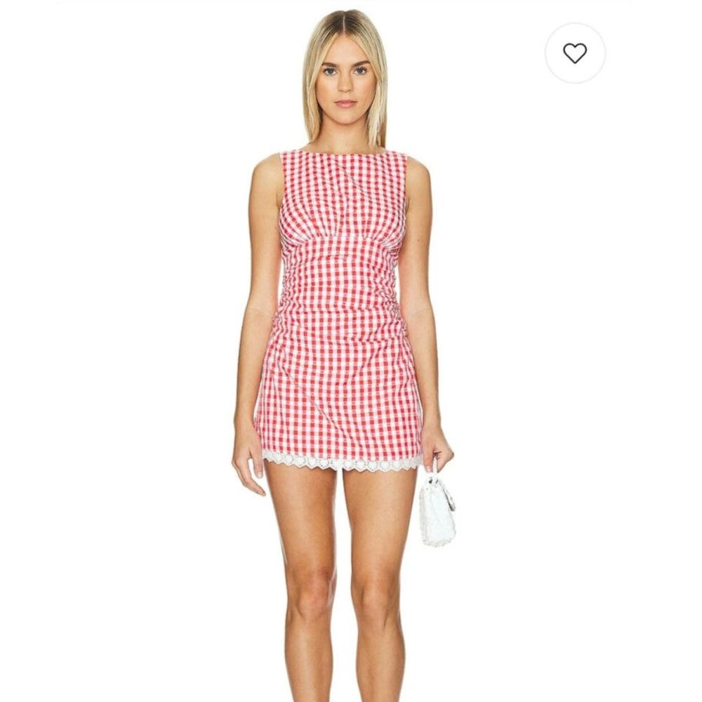 Majorelle Peggy Red Gingham Mini Dress: S